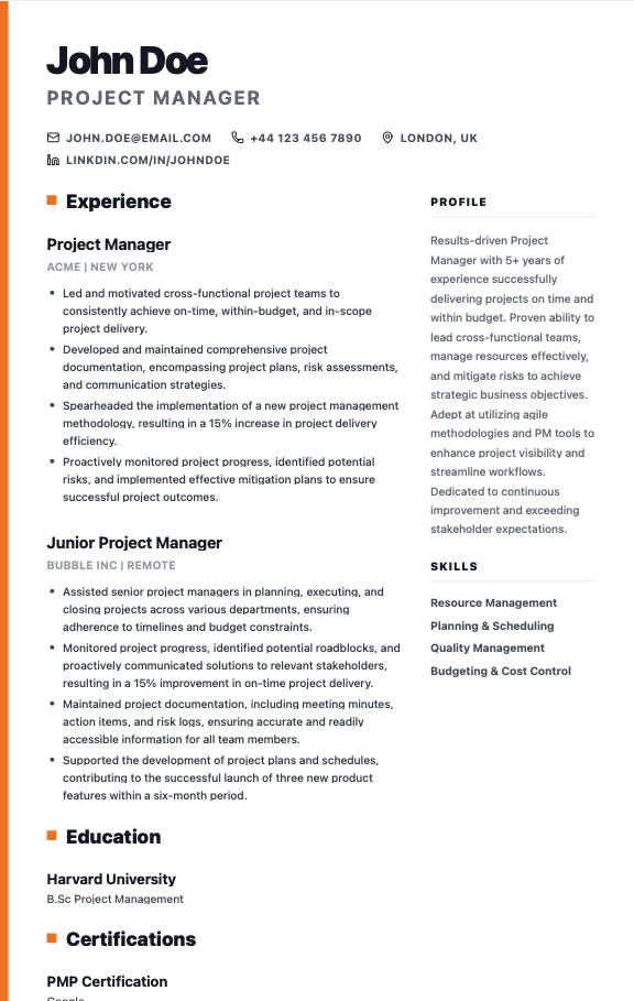 resume sample image