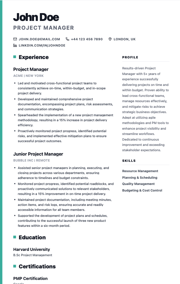 resume sample image