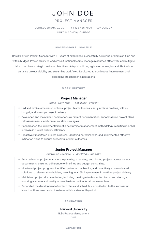 resume sample image