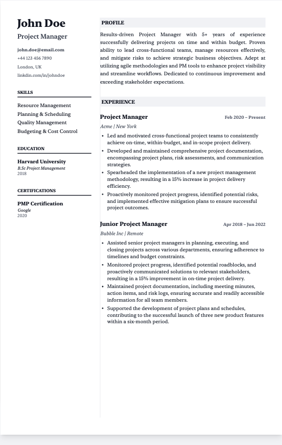 resume sample image