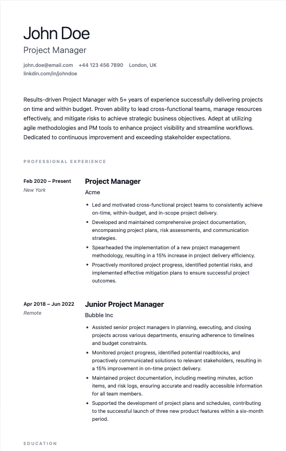 resume sample image