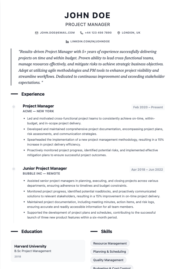 resume sample image