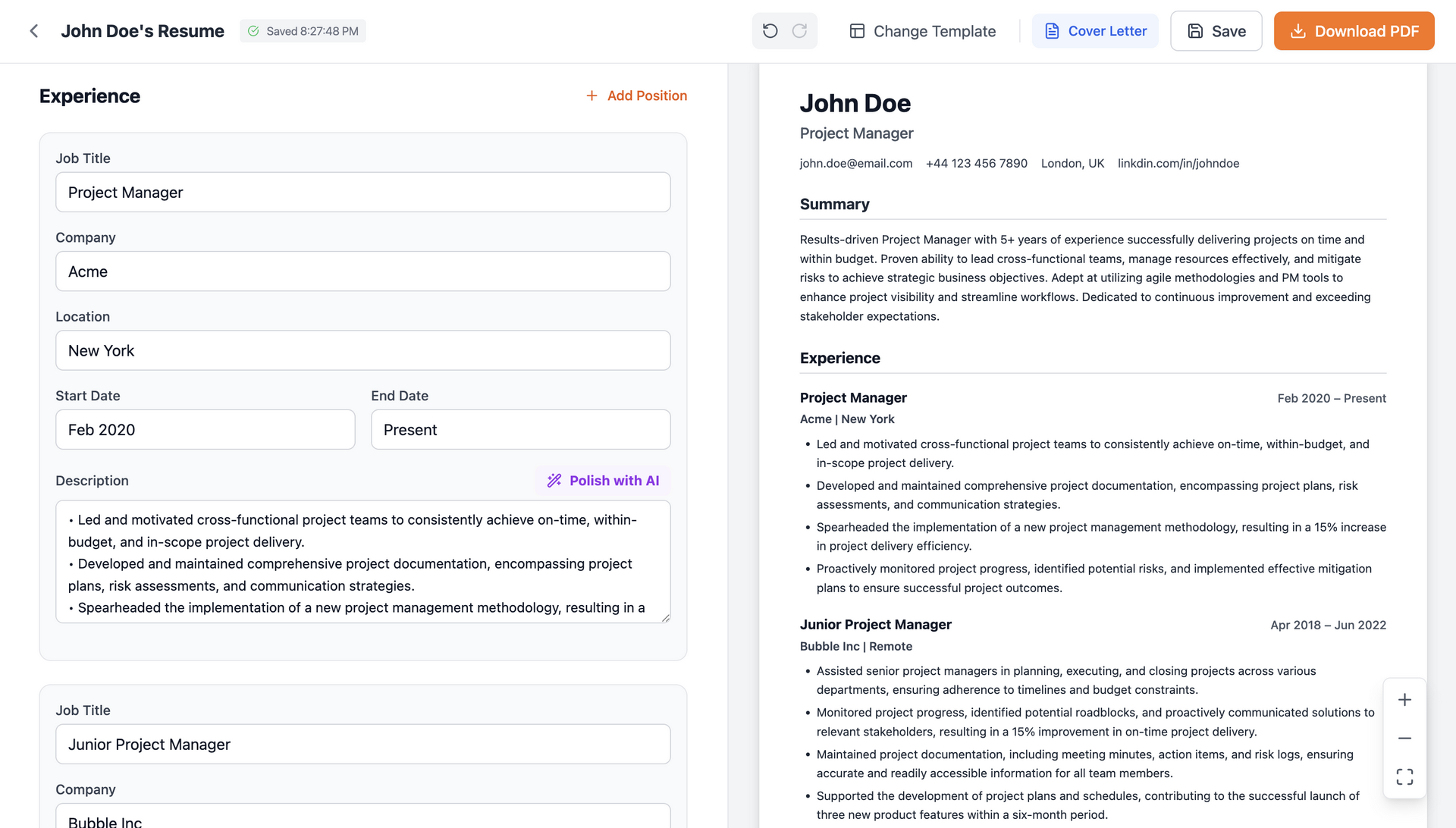 Image of AI Resume Page