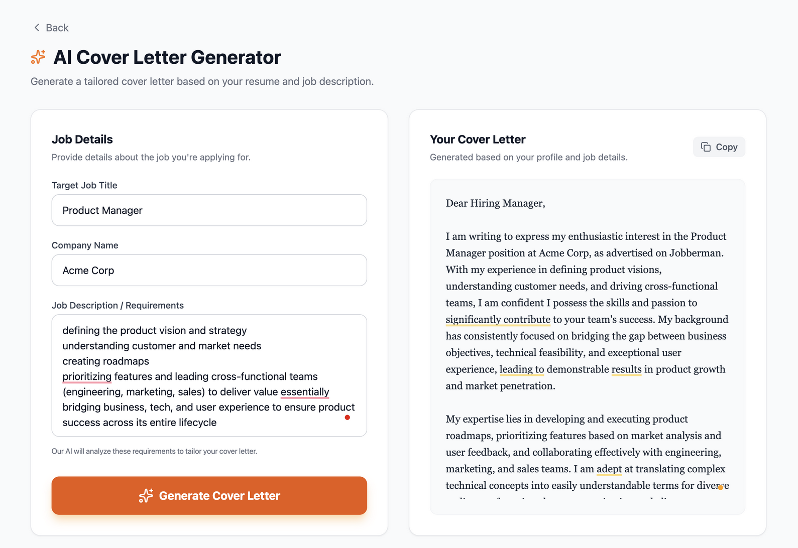 ai cover letter generator image