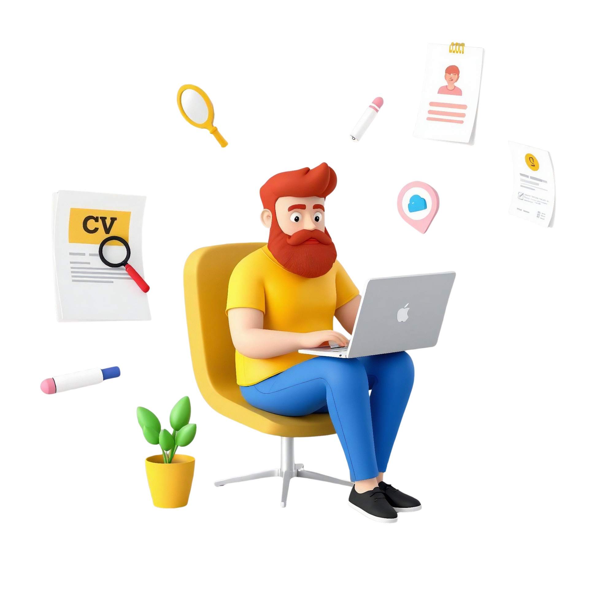 Person creating resume illustration